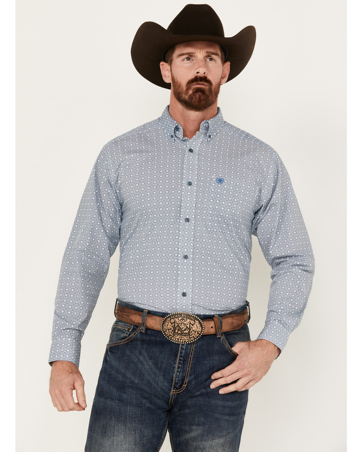 Ariat Men's Gery Geo Print Long Sleeve Button-Down Western Shirt