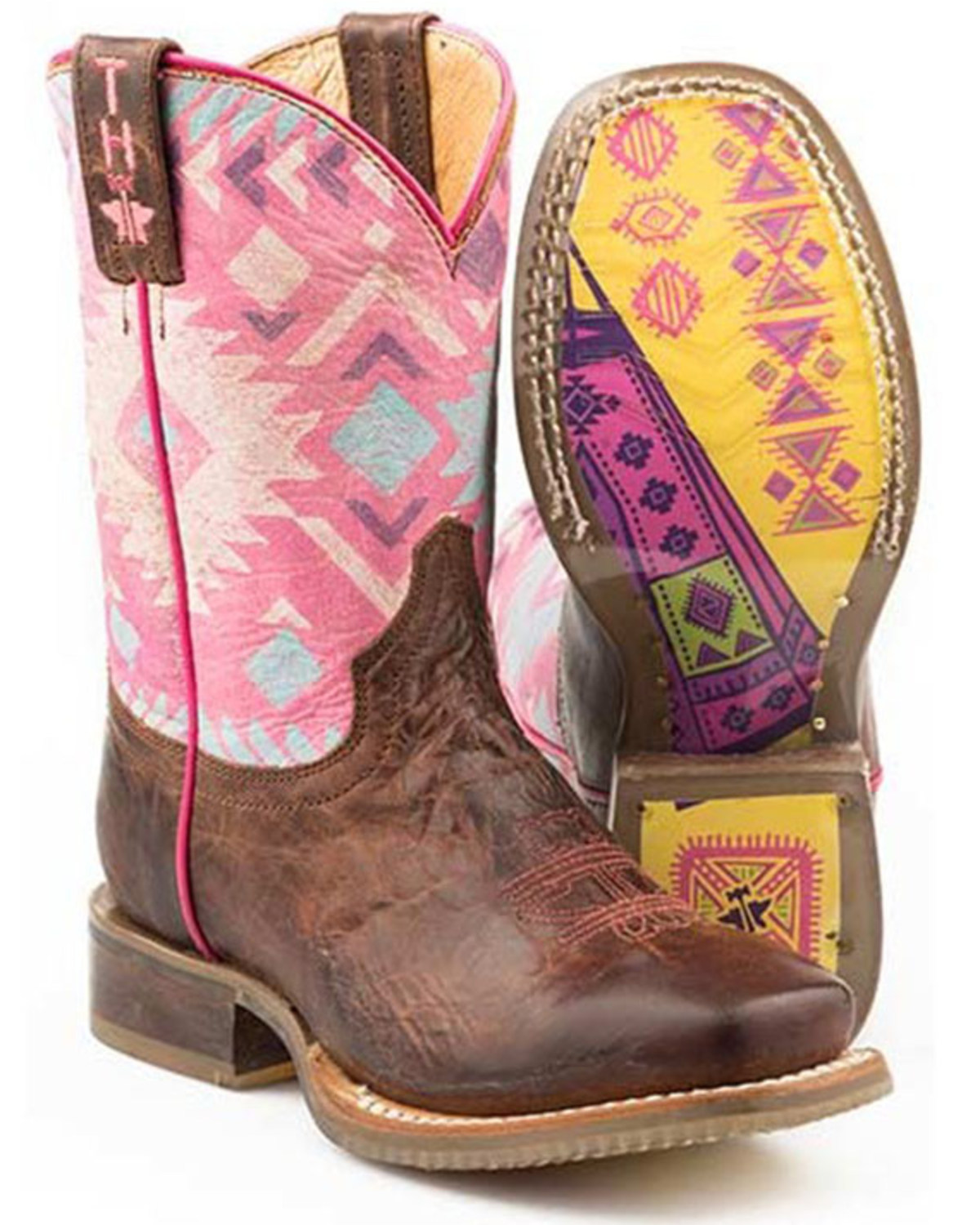 Tin Haul Girls' Pink Moon Western Boots Square Toe Boot Barn