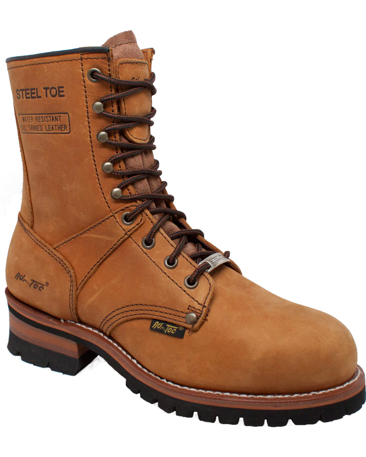 Ad Tec Men's 9" Leather Logger Boots - Steel Toe