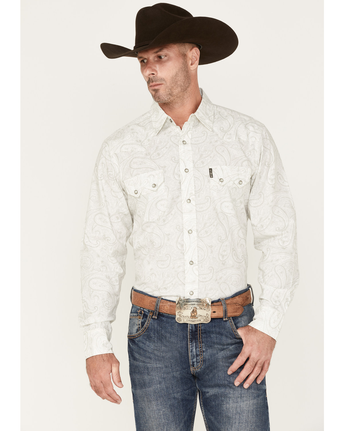Cinch Men's Modern Fit Large Paisley Print Long Sleeve Snap Western Shirt