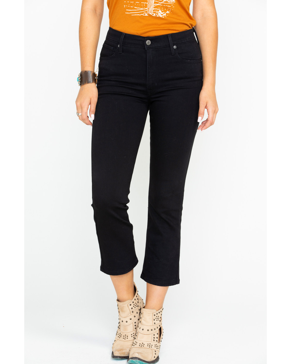 levi's high rise crop flare