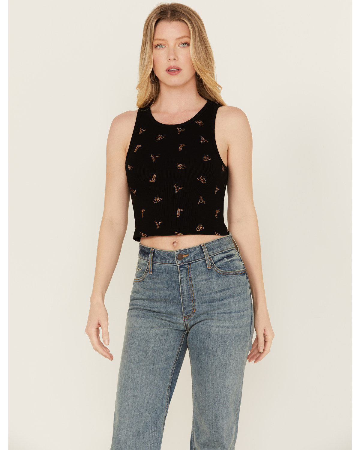 Discreture Women's Western Embroidered Cropped Tank