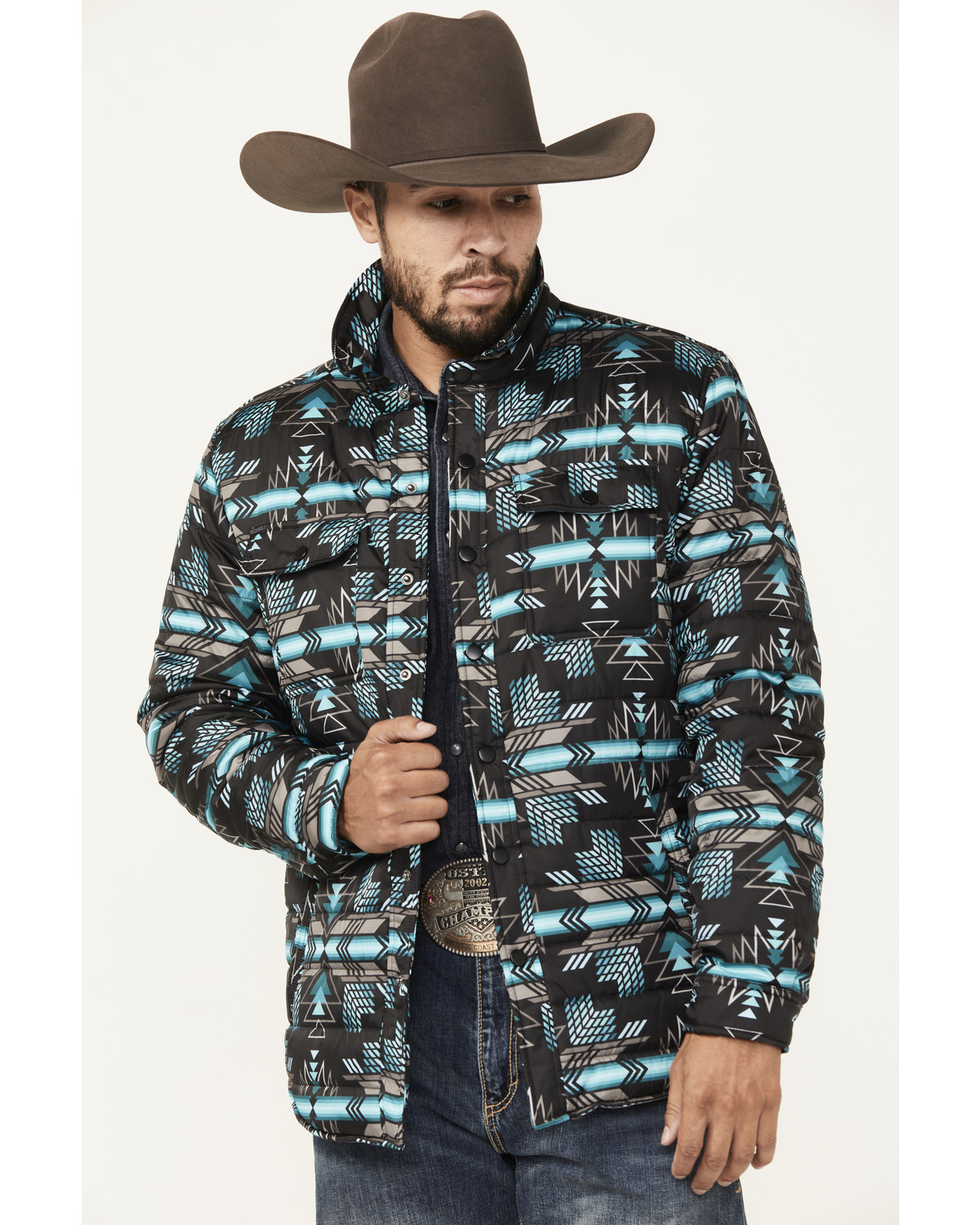 Rock & Roll Denim Men's Quilted Southwestern Snap Jacket