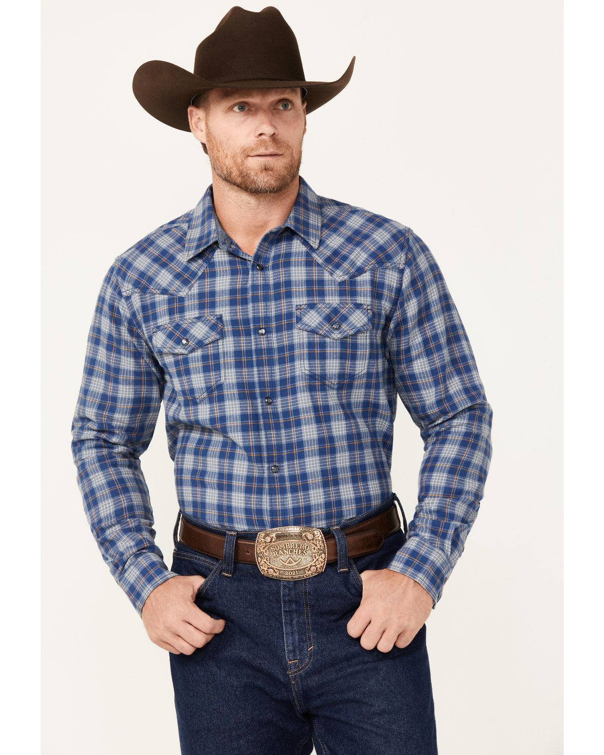 Cody James Men's Plaid Print Long Sleeve Pearl Snap Western Shirt