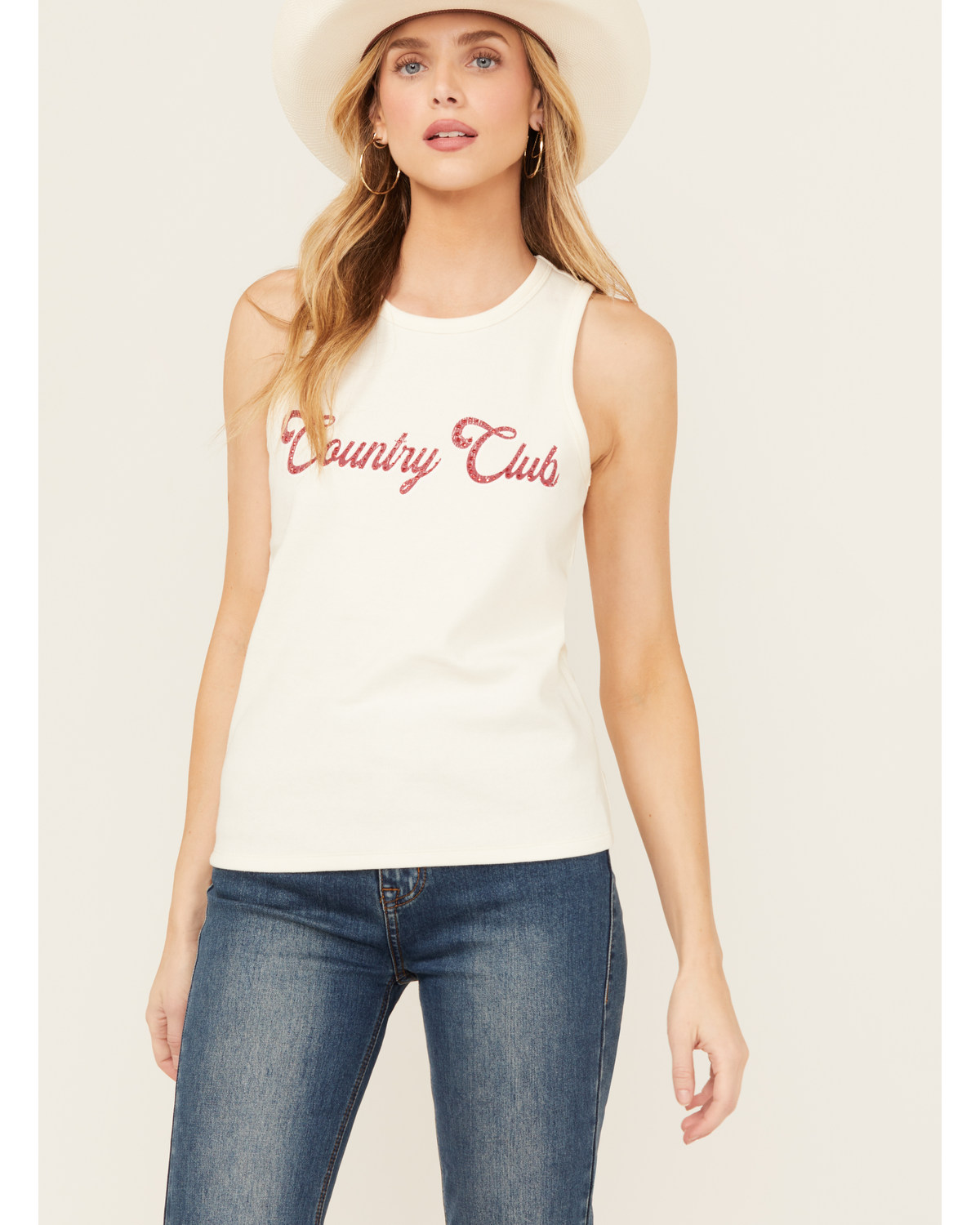 Blended Women's Rhinestone Country Club Graphic Tank