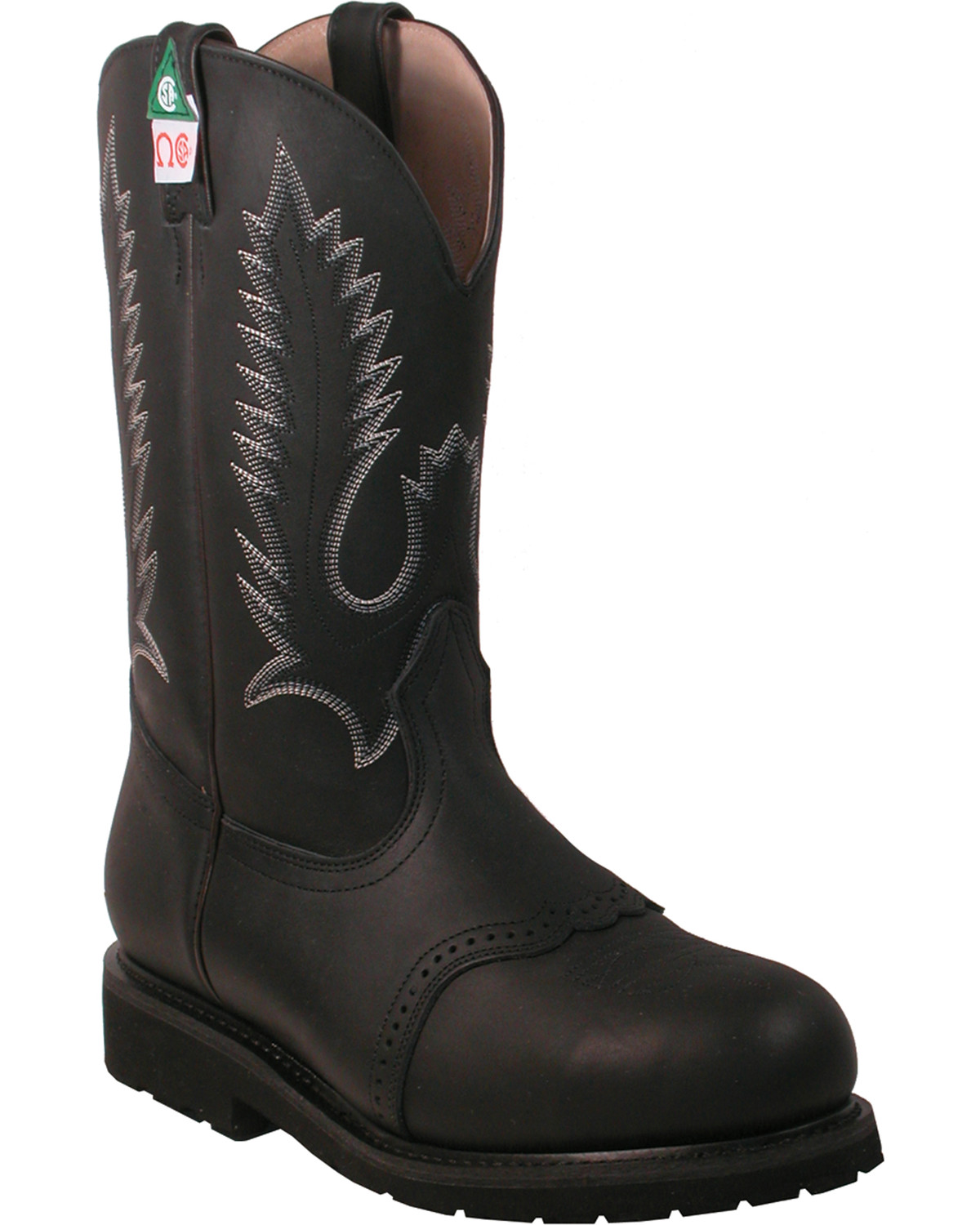 pull on work boots black