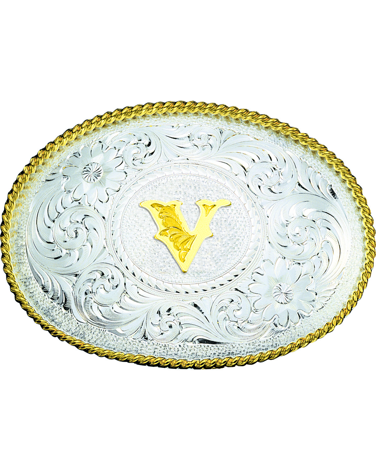 Montana Silversmiths Engraved Initial V Western Belt Buckle