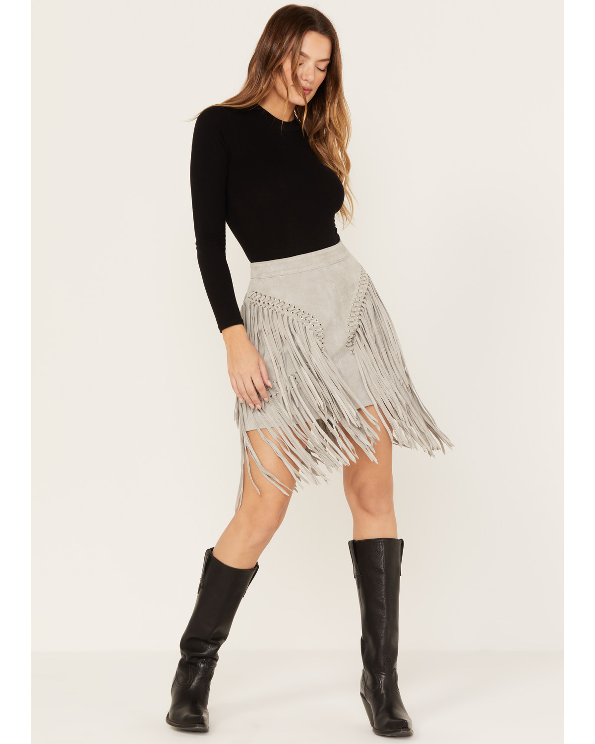 Wonderwest Women's Suede Fringe Mini Skirt