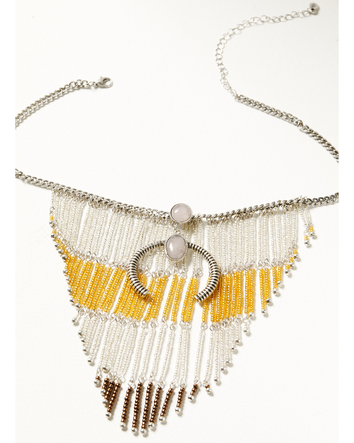 Shyanne Women's Moonbeam Beaded Fringe Crescent Necklace