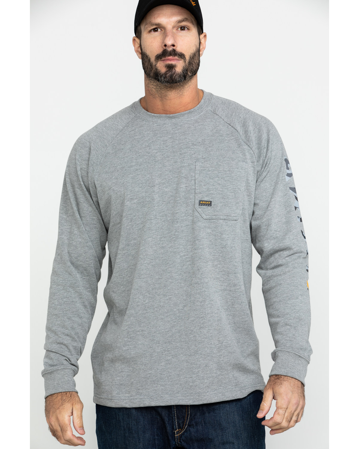 Ariat Men's Gray Rebar Cotton Strong Graphic Long Sleeve Work Shirt - Big & Tall