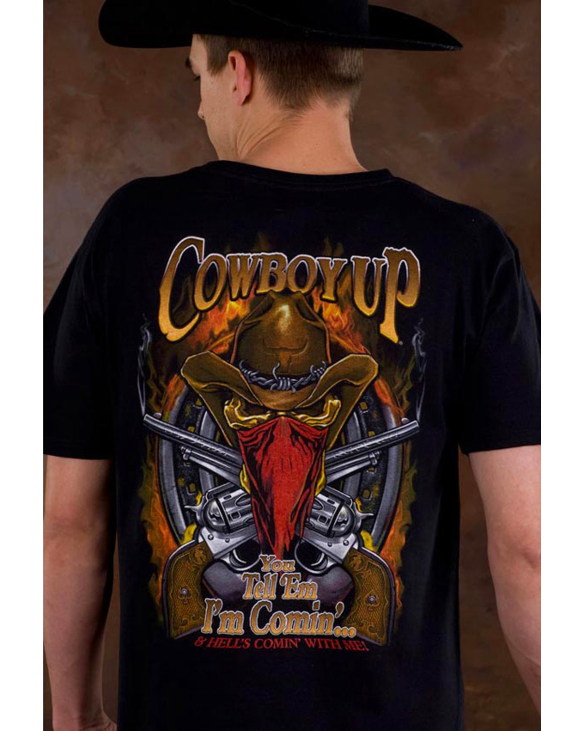 Cowboy Up Men's Skeleton Short Sleeve Graphic T-Shirt
