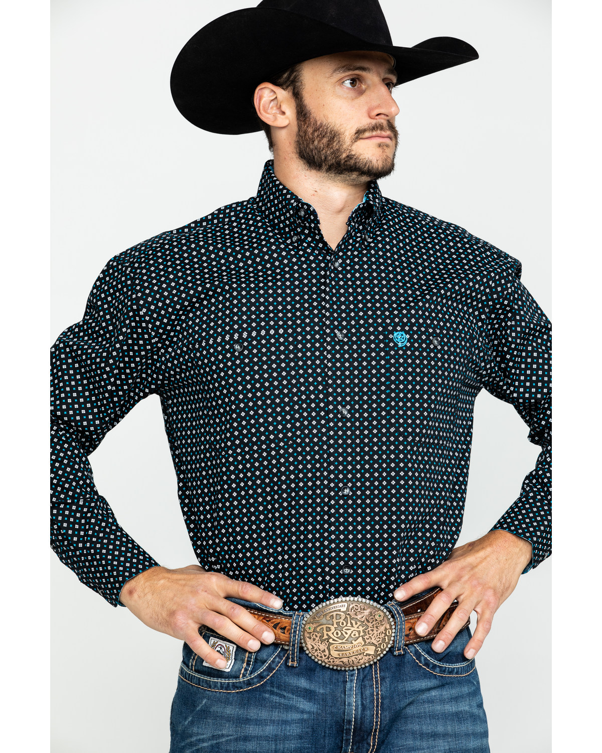 George Strait By Wrangler Men S Small Diamond Geo Print Long
