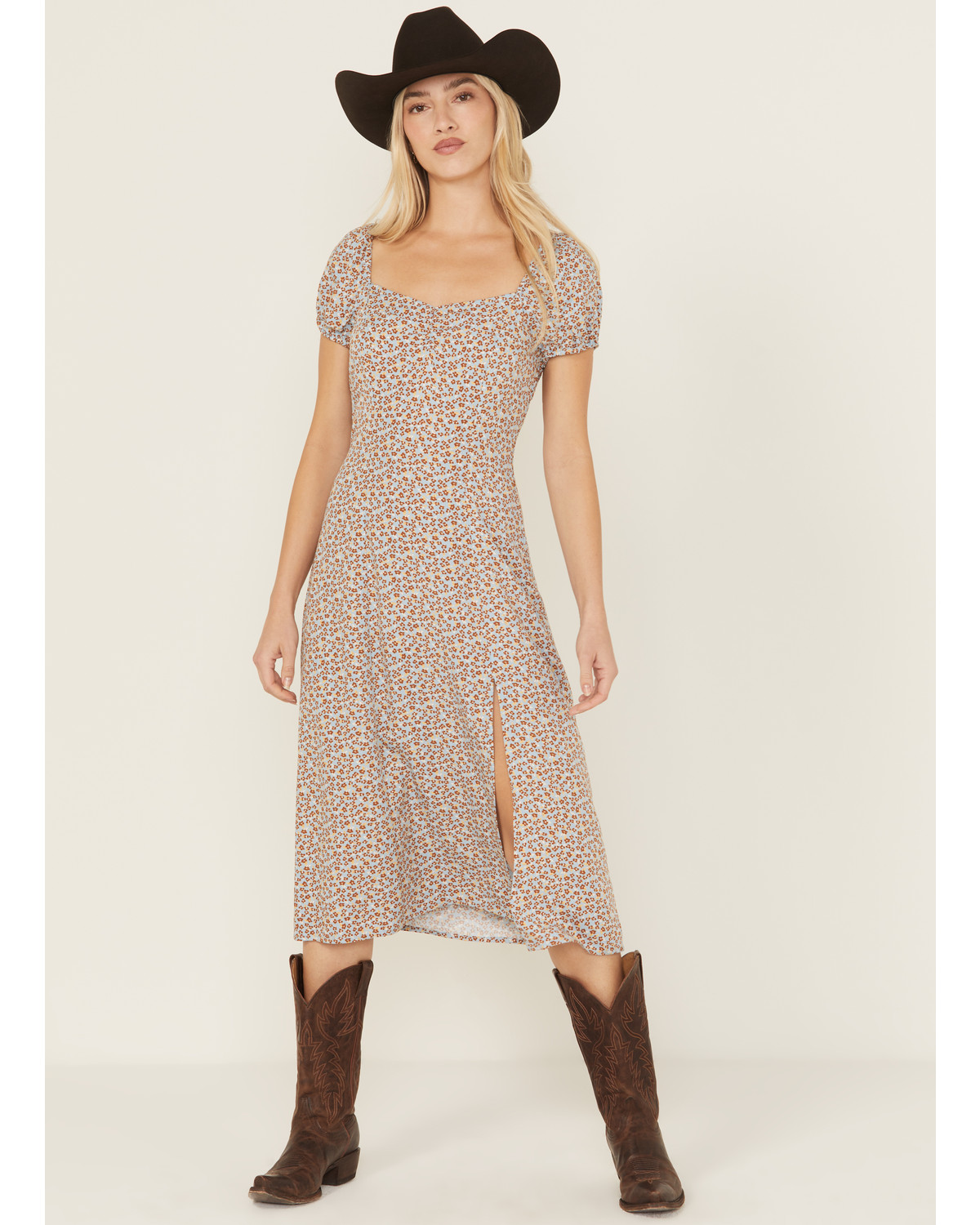 Idyllwind Women's Beth Ditsy Print Puff Sleeve Midi Dress