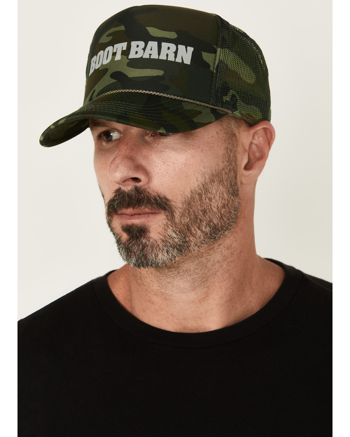 BootBarn Boot Barn Camo Print Logo Trucker Cap Boot Barn in Tustin CA