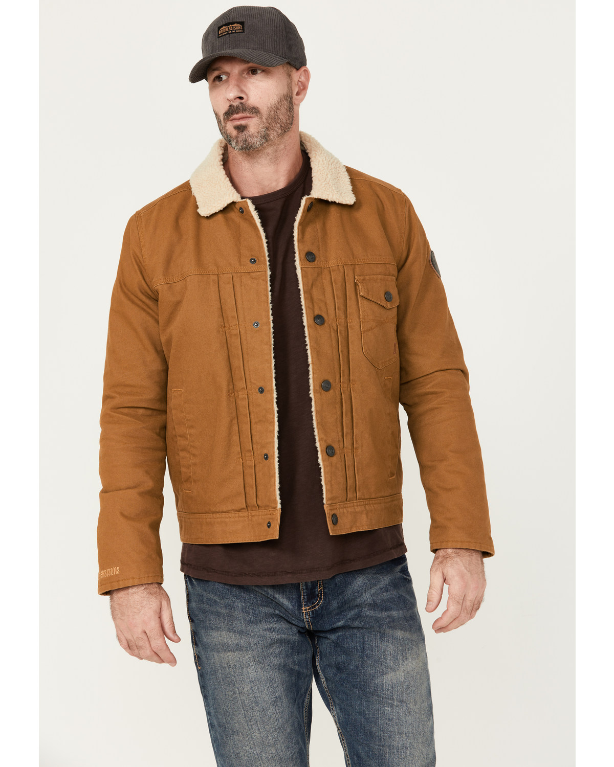 Brothers and Sons Men's Sherpa Lined Canvas Jacket