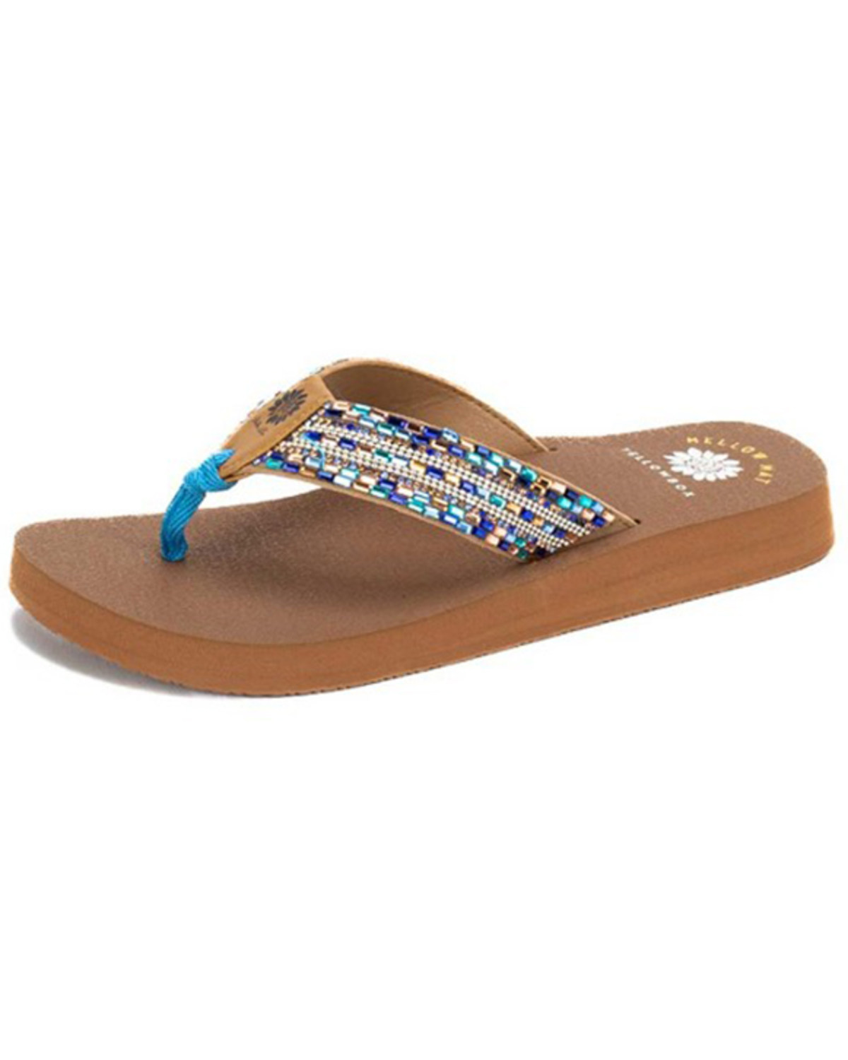 Yellow Box Women's Nazene Embellished Platform Flip Flops