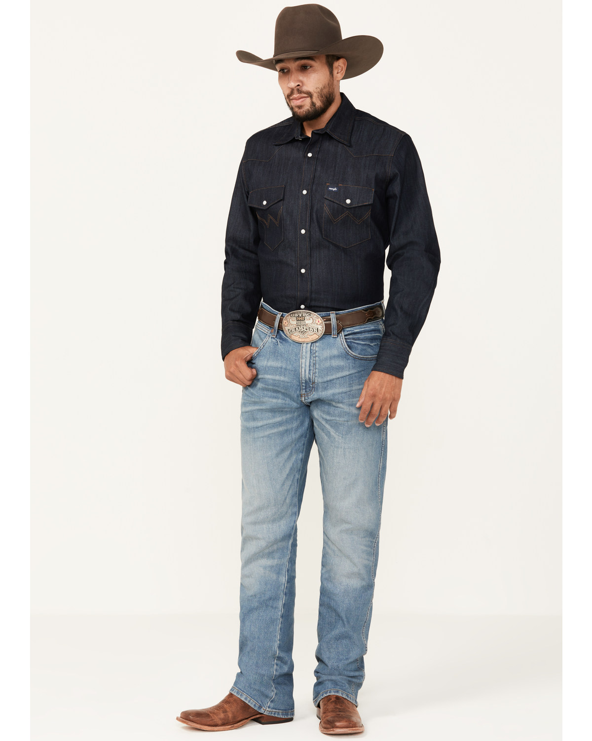 Wrangler Retro Men's Oleson Medium Wash Slim Bootcut Stretch Denim Jeans