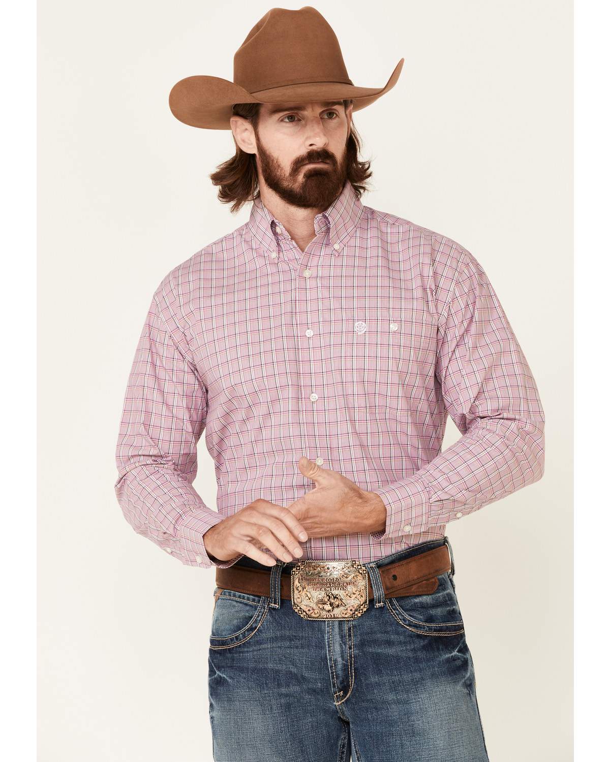 Men's pink long sleeve button down shirts Clearance