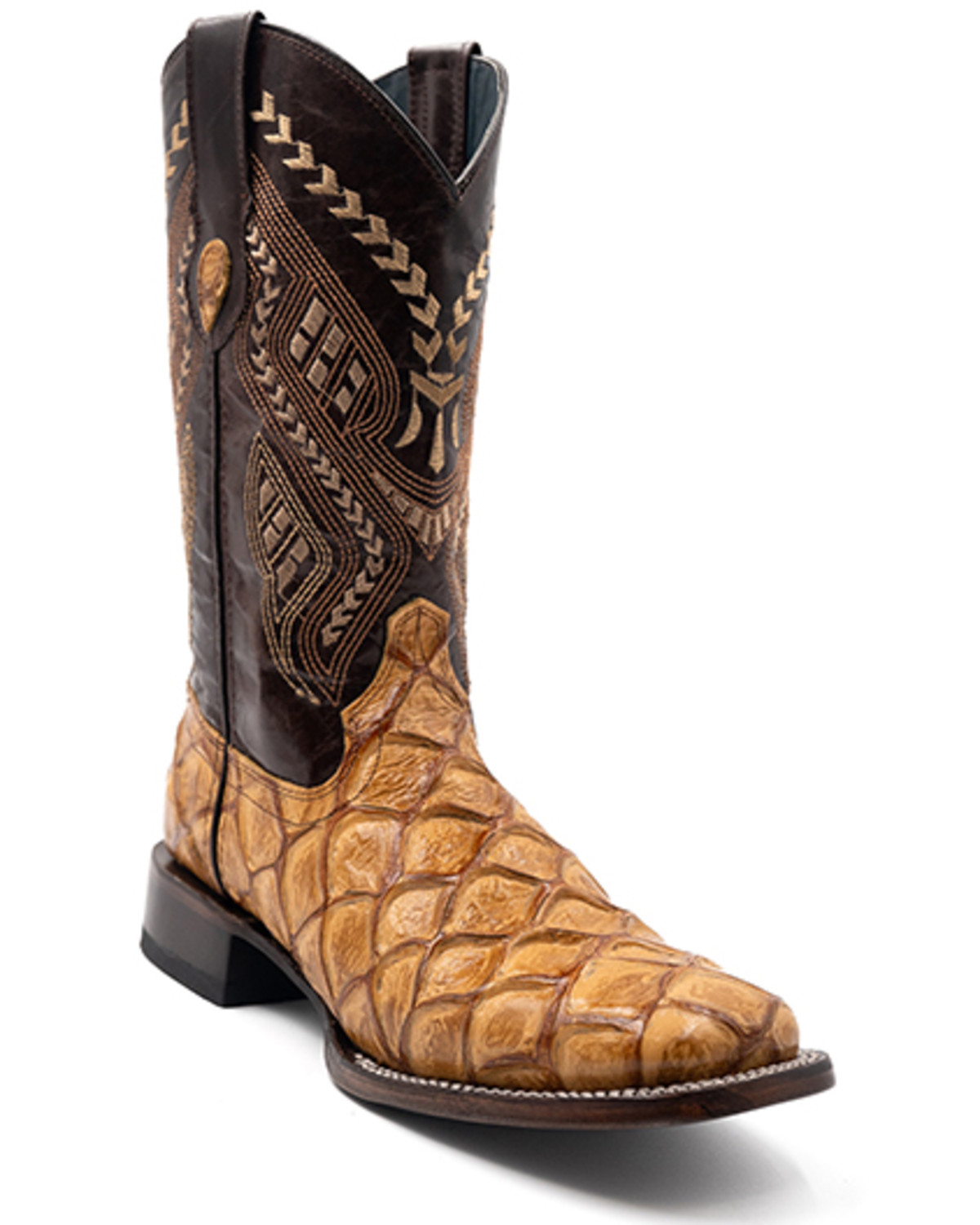 Ferrini Men's Bronco Pirarucu Print Western Boots Broad Square Toe