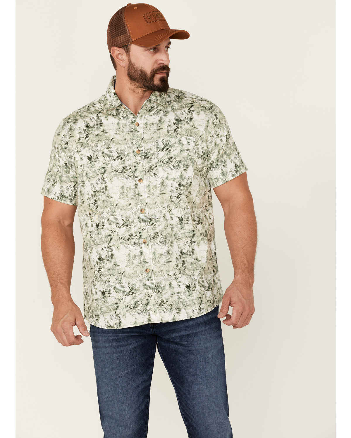 North River Men's Floral Print Short Sleeve Button Down Western Shirt