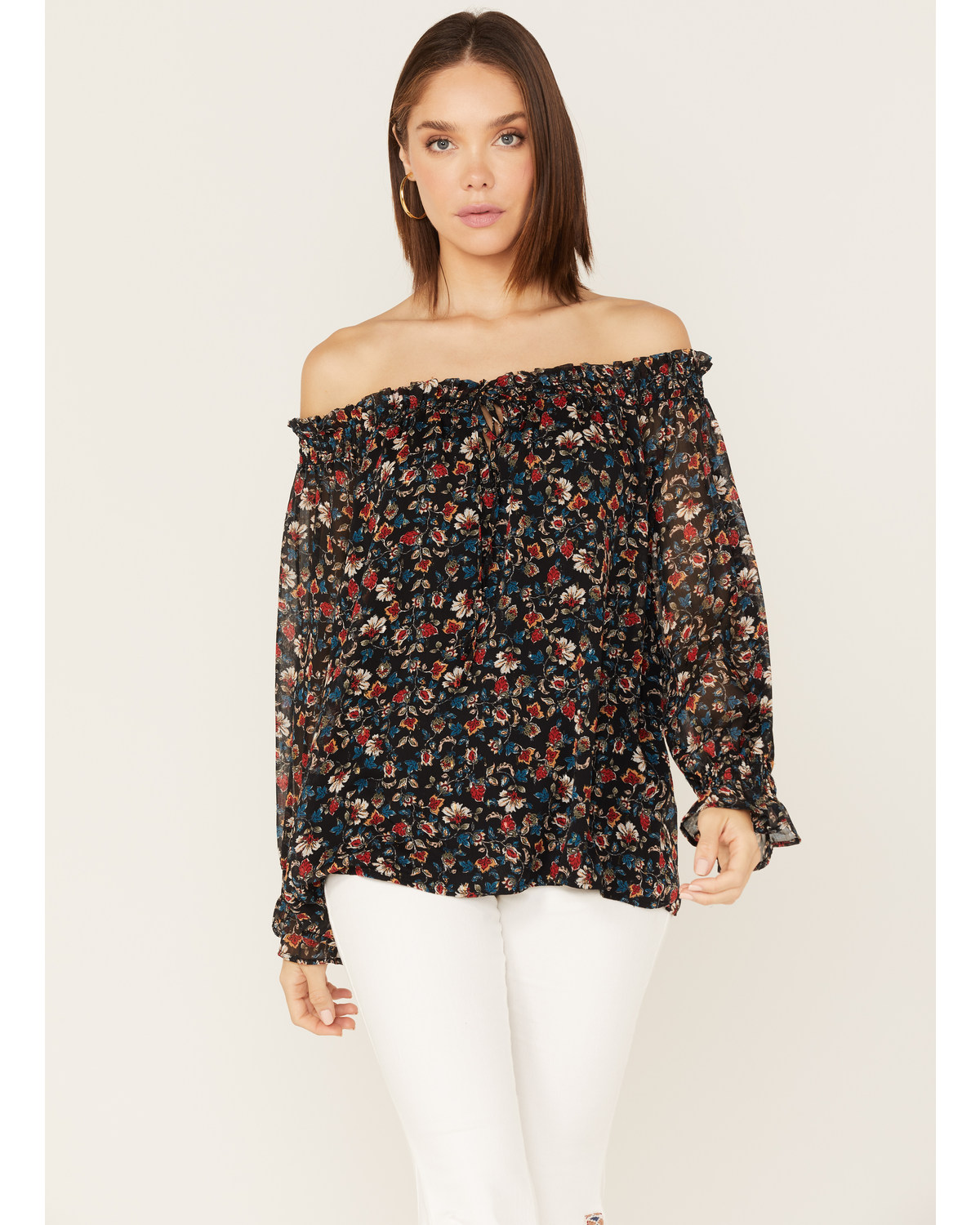 Wild Moss Women's Floral Print Off-Shoulder Top