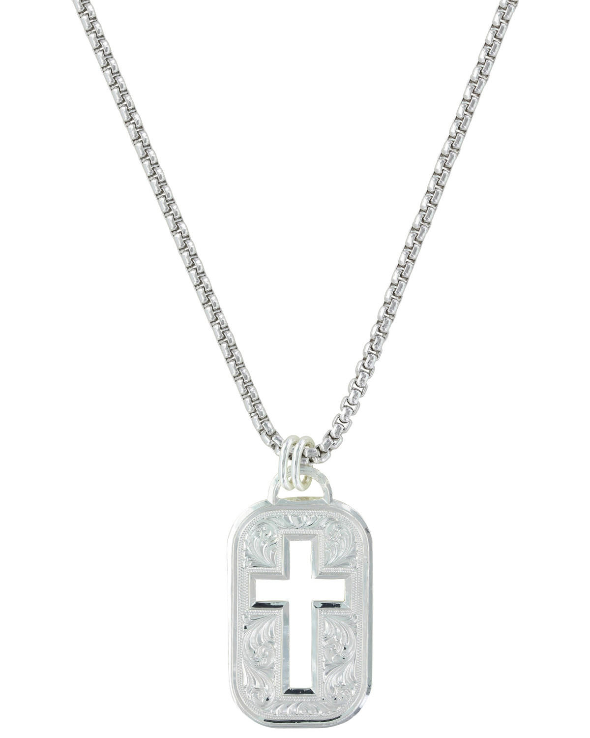 Montana Silversmiths Men's Western Lace Cross Token Necklace