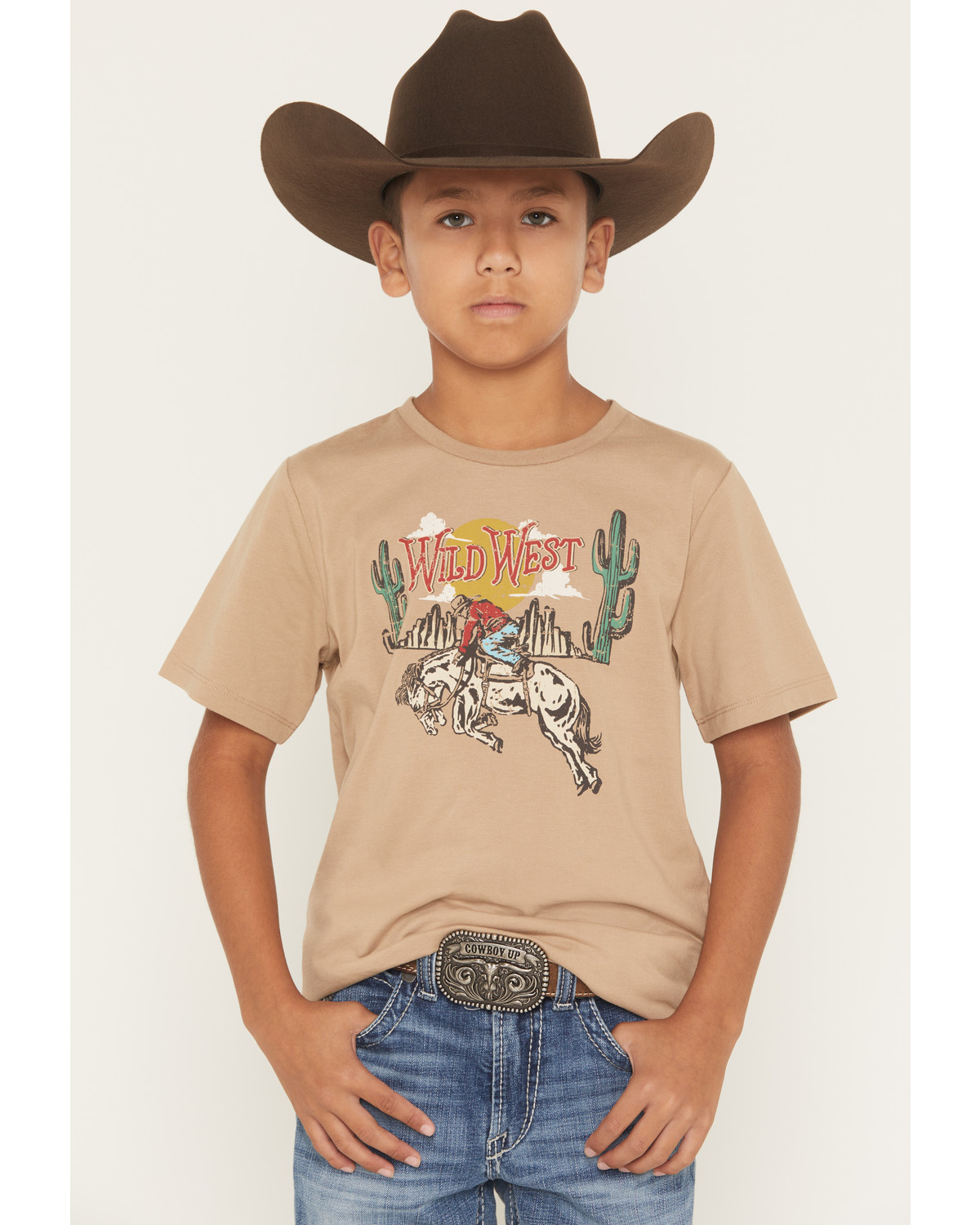 Sable Sky Boys' Wild West Short Sleeve Graphic T-Shirt