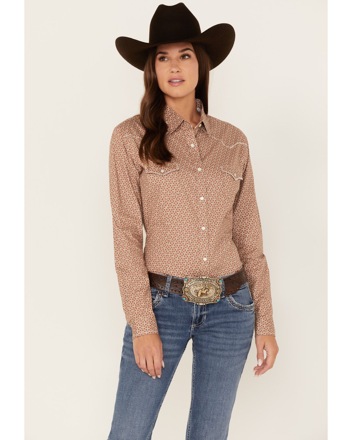 Rough Stock by Panhandle Women's Geo Print Long Sleeve Snap Western Shirt