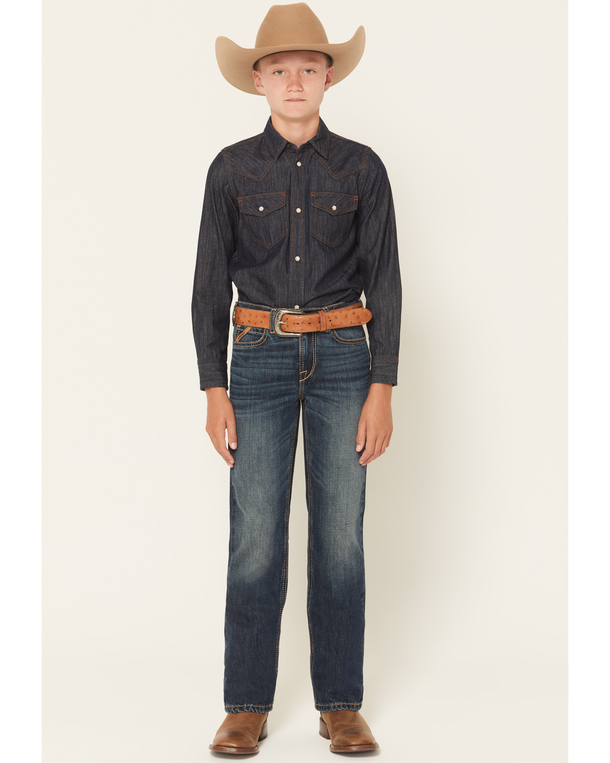 Ariat Boys' B4 Dark Wash Relaxed Bootcut Denim Jeans