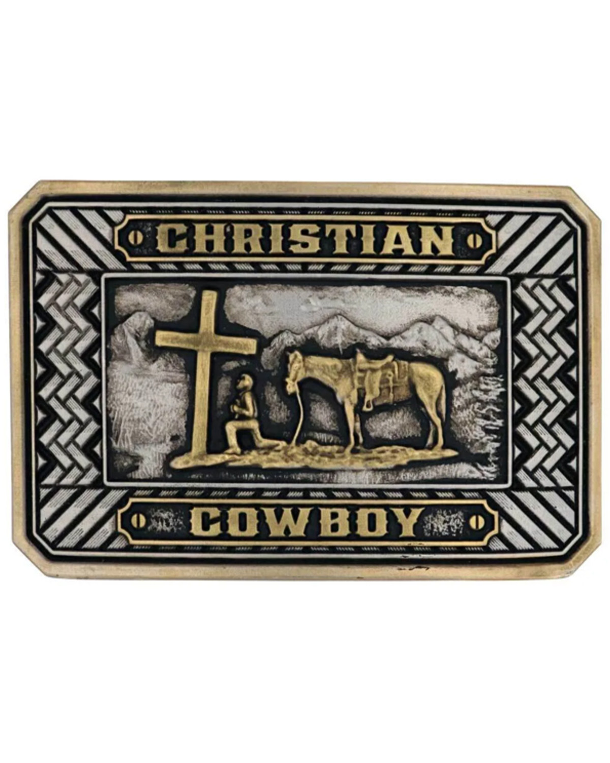 Montana Silversmiths Men's Beaming Christian Cowboy Attitude Buckle