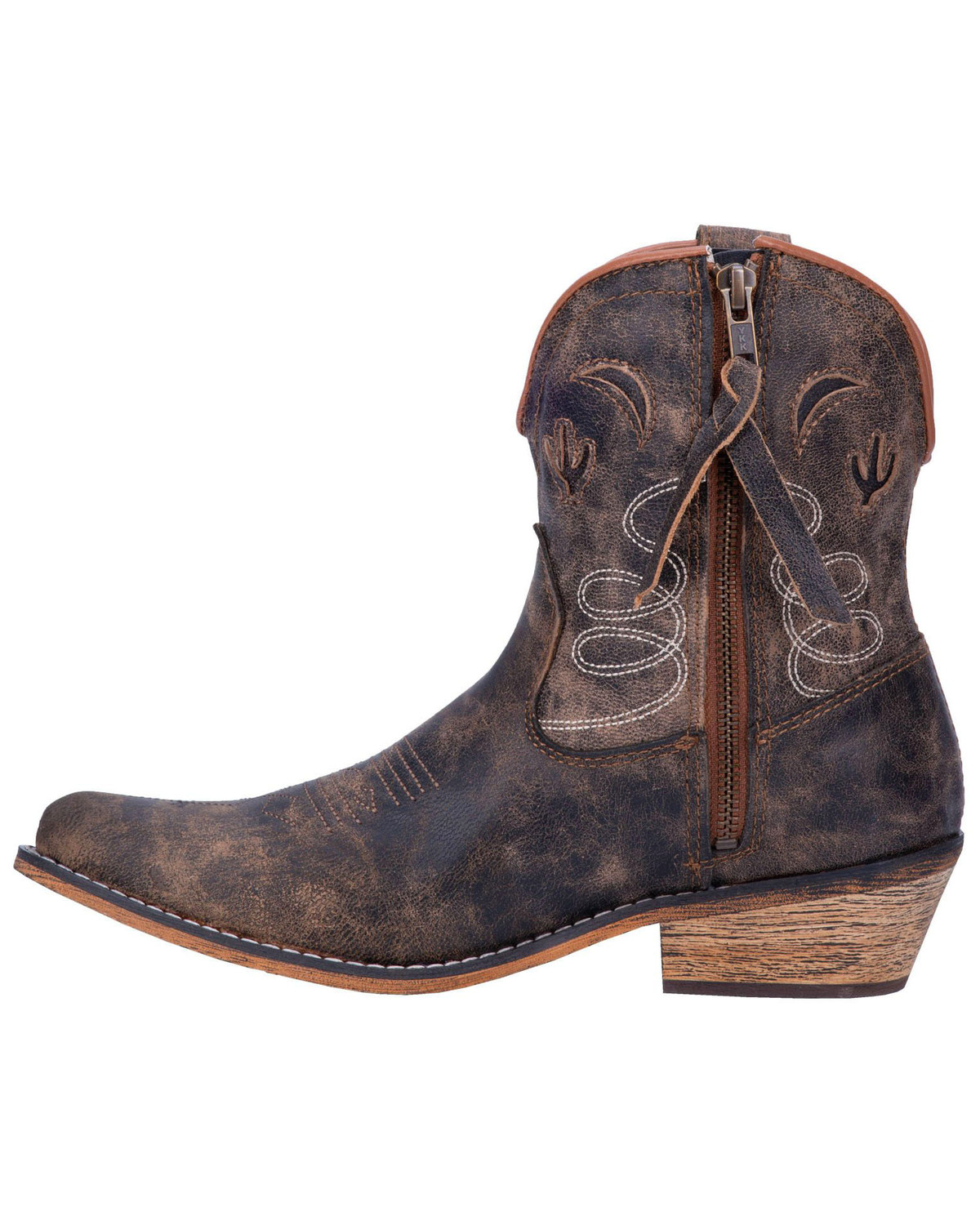 dingo adobe rose women's distressed western ankle boots