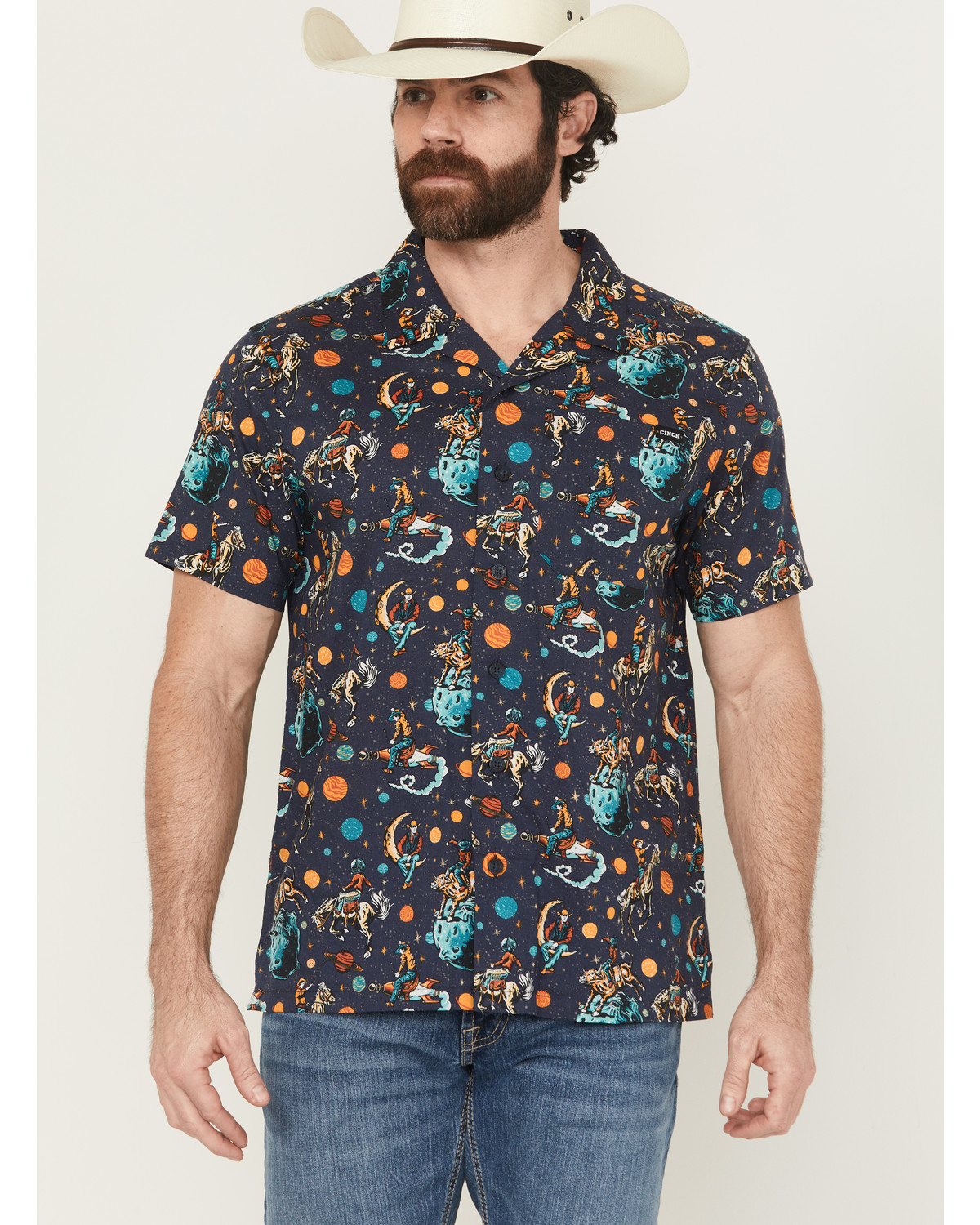 Cinch Men's Camp Space Cowboy Short Sleeve Button-Down Western Shirt