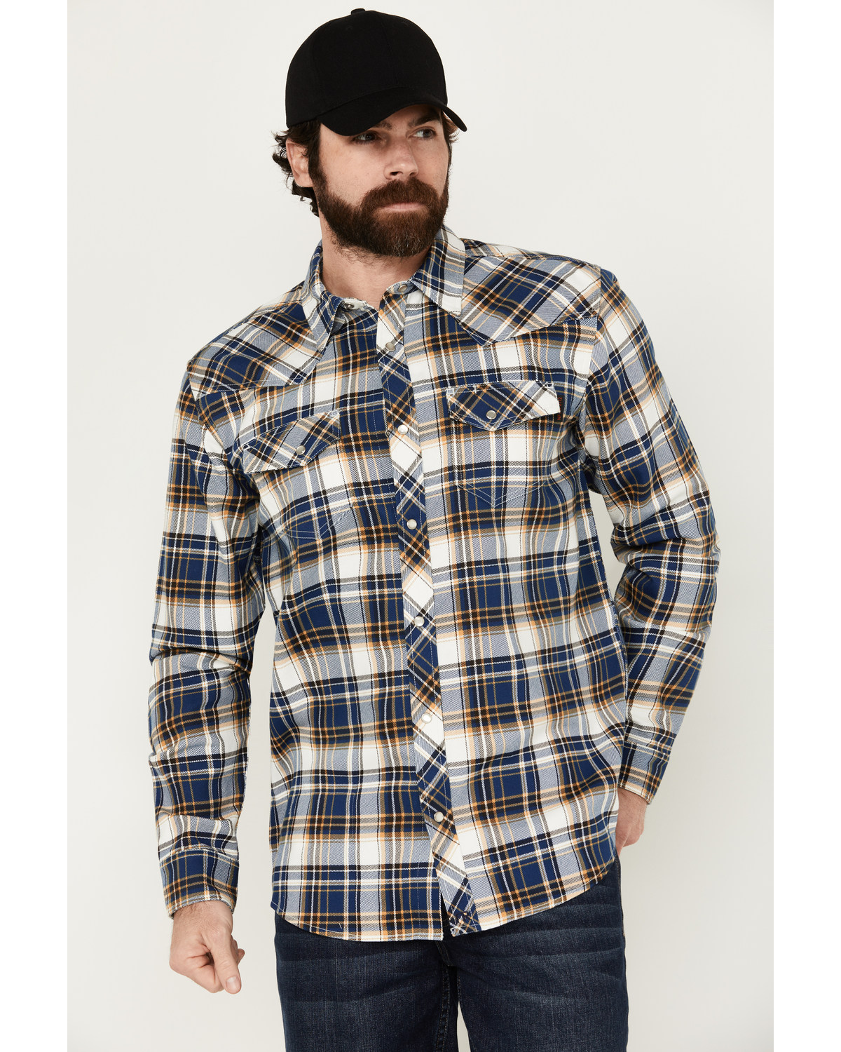 Cody James Men's FR Plaid Print Long Sleeve Snap Midweight Work Shirt