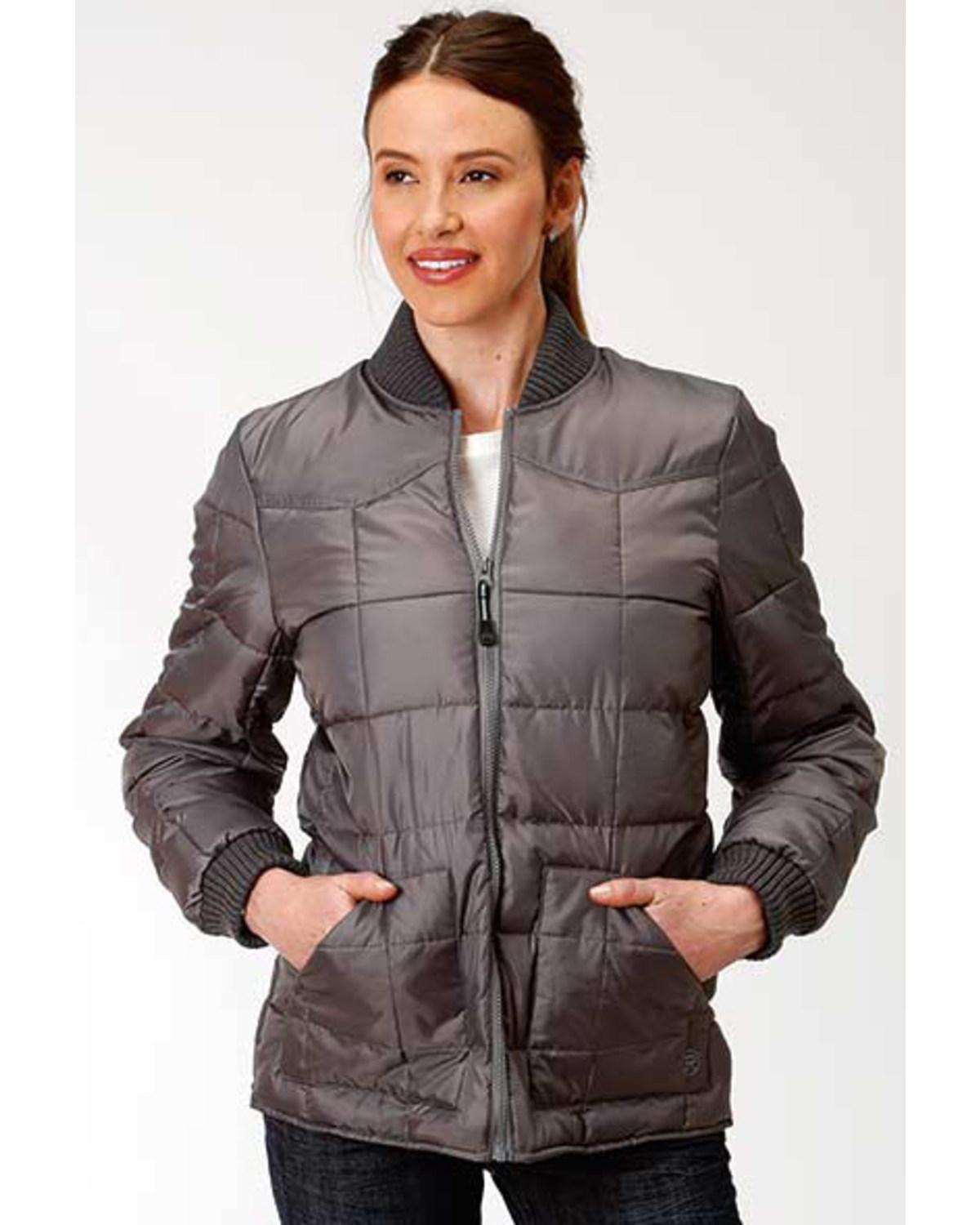 Roper Women's Grey Poly Quilted Jacket | Boot Barn
