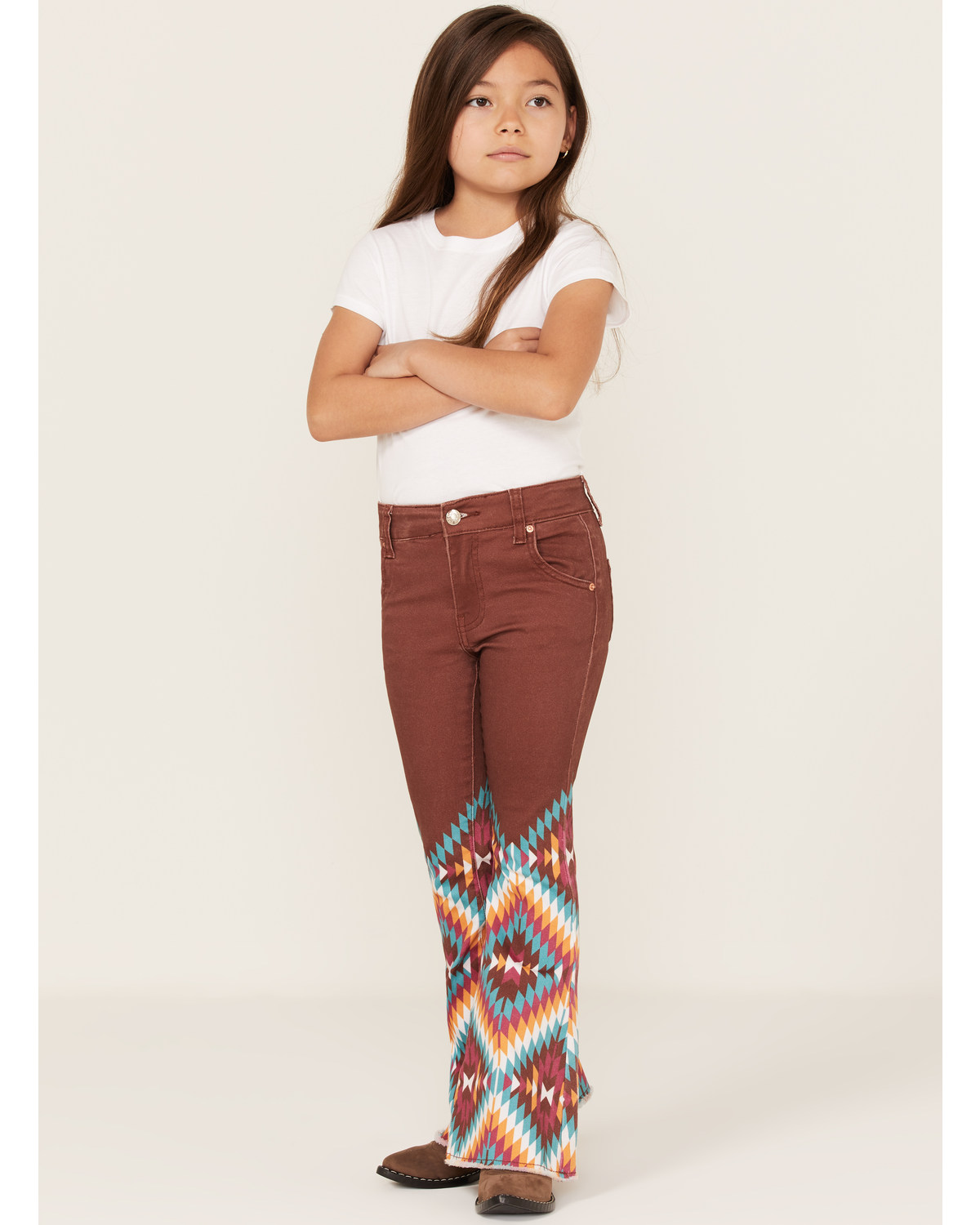 Ranch Dress'n Girls' Dakota Southwestern Print Mid Rise Super Flare Jeans