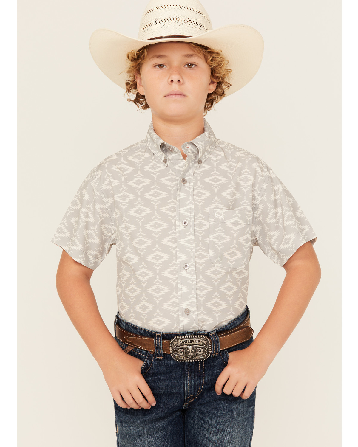 Cinch Boys' ARENAFLEX® Southwestern Print Long Sleeve Button-Down Performance Western Shirt