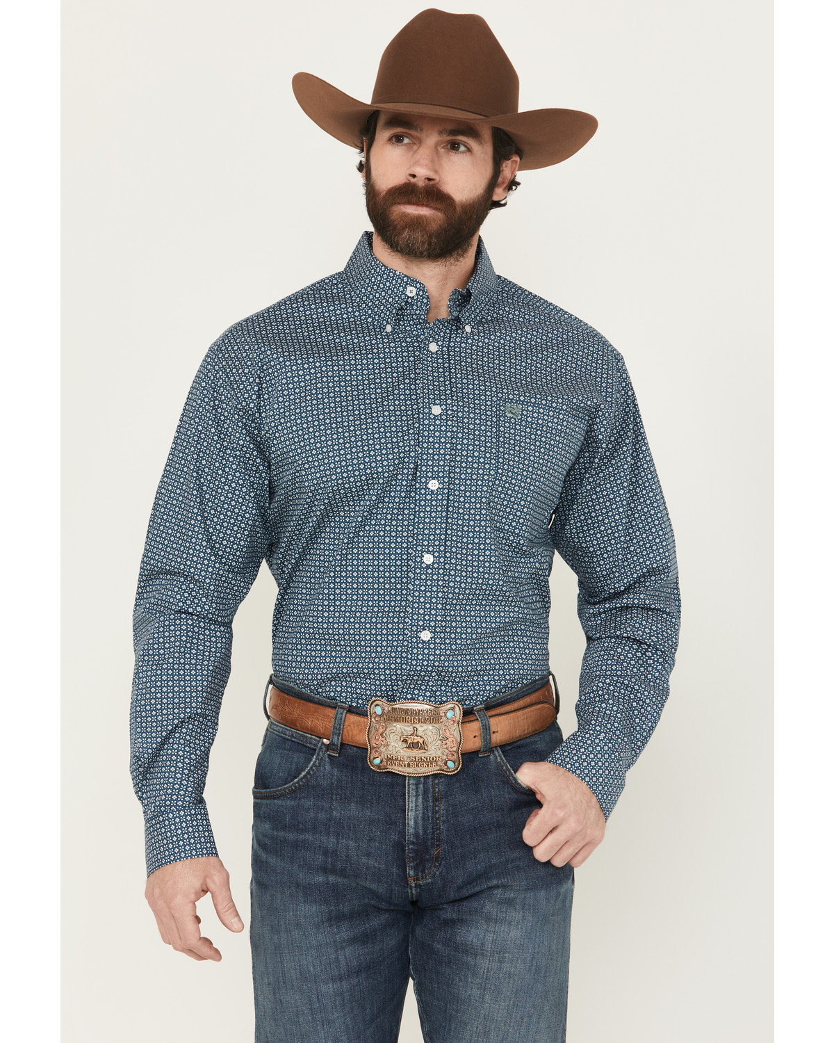 Cinch Men's Geo Print Long Sleeve Button-Down Stretch Western Shirt