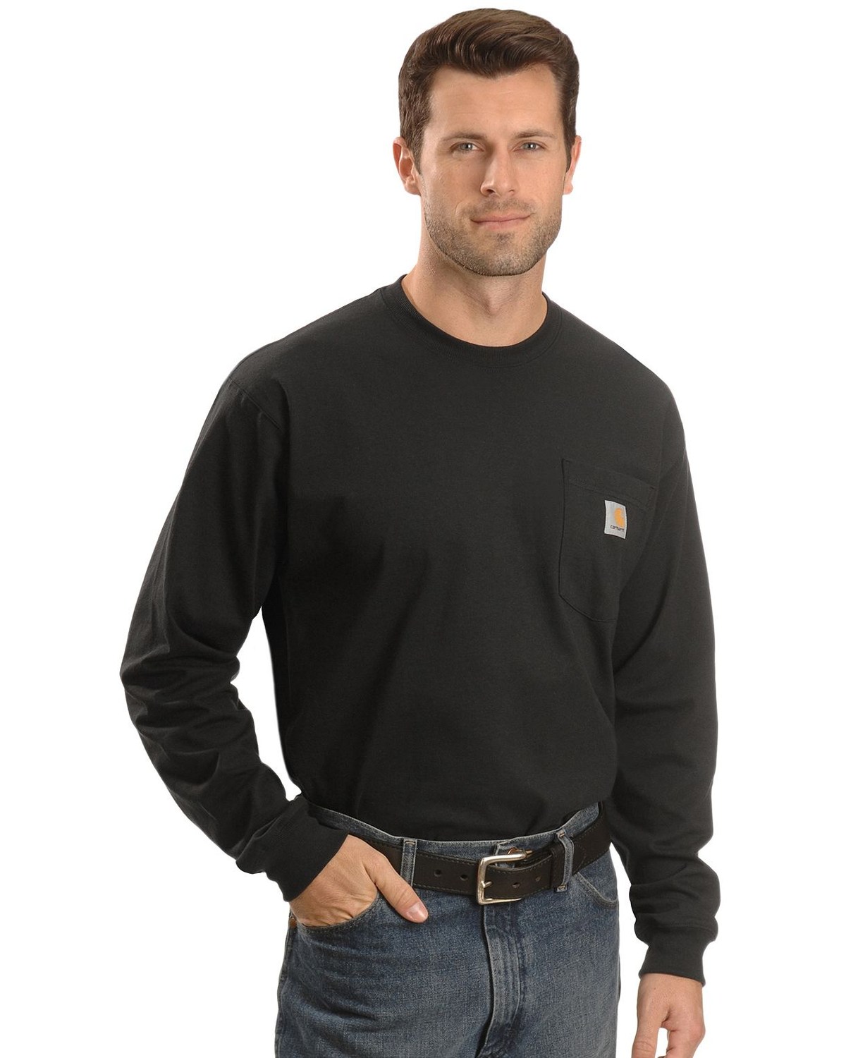 Carhartt Men's Loose Fit Heavyweight Long Sleeve Logo Pocket Work T-Shirt