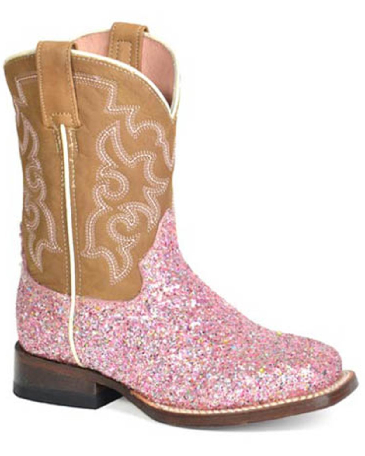 Roper Little Girls' Glitter Queen Western Boots - Broad Square Toe