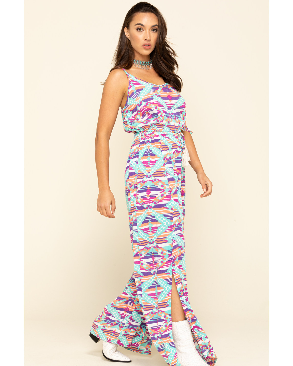 Rock & Roll Denim Women's Southwestern Striped Jumpsuit