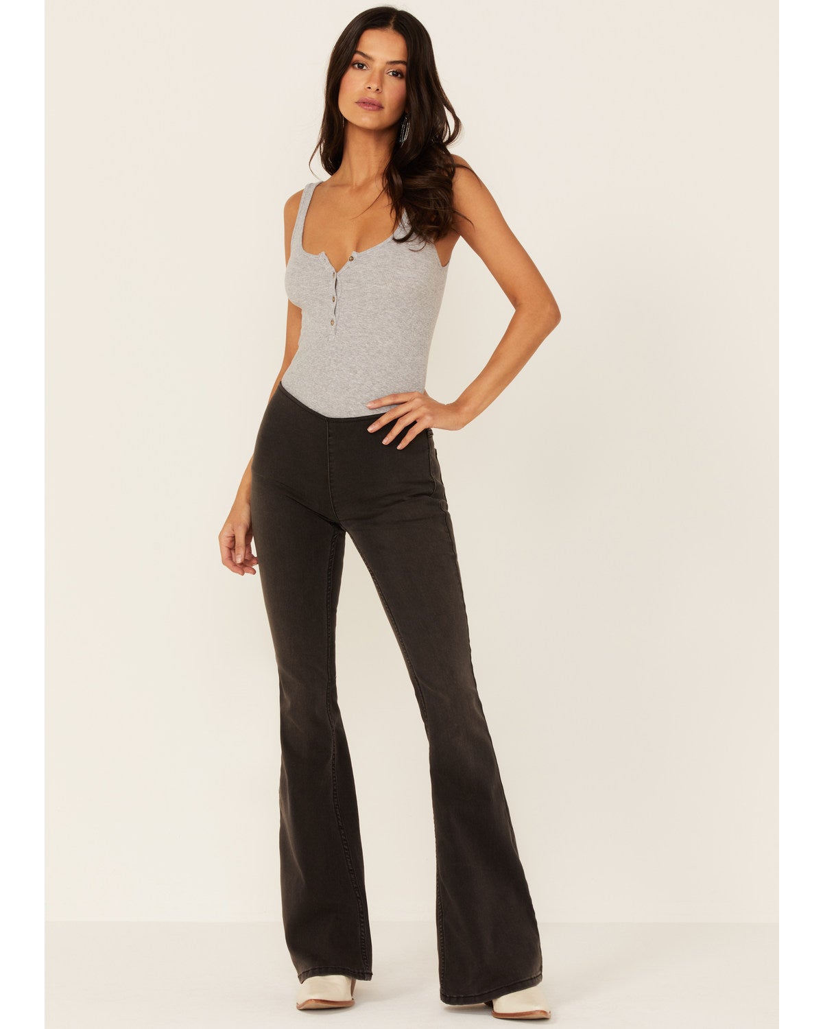 Penny Lane Pull-On Flare Jeans - Black 