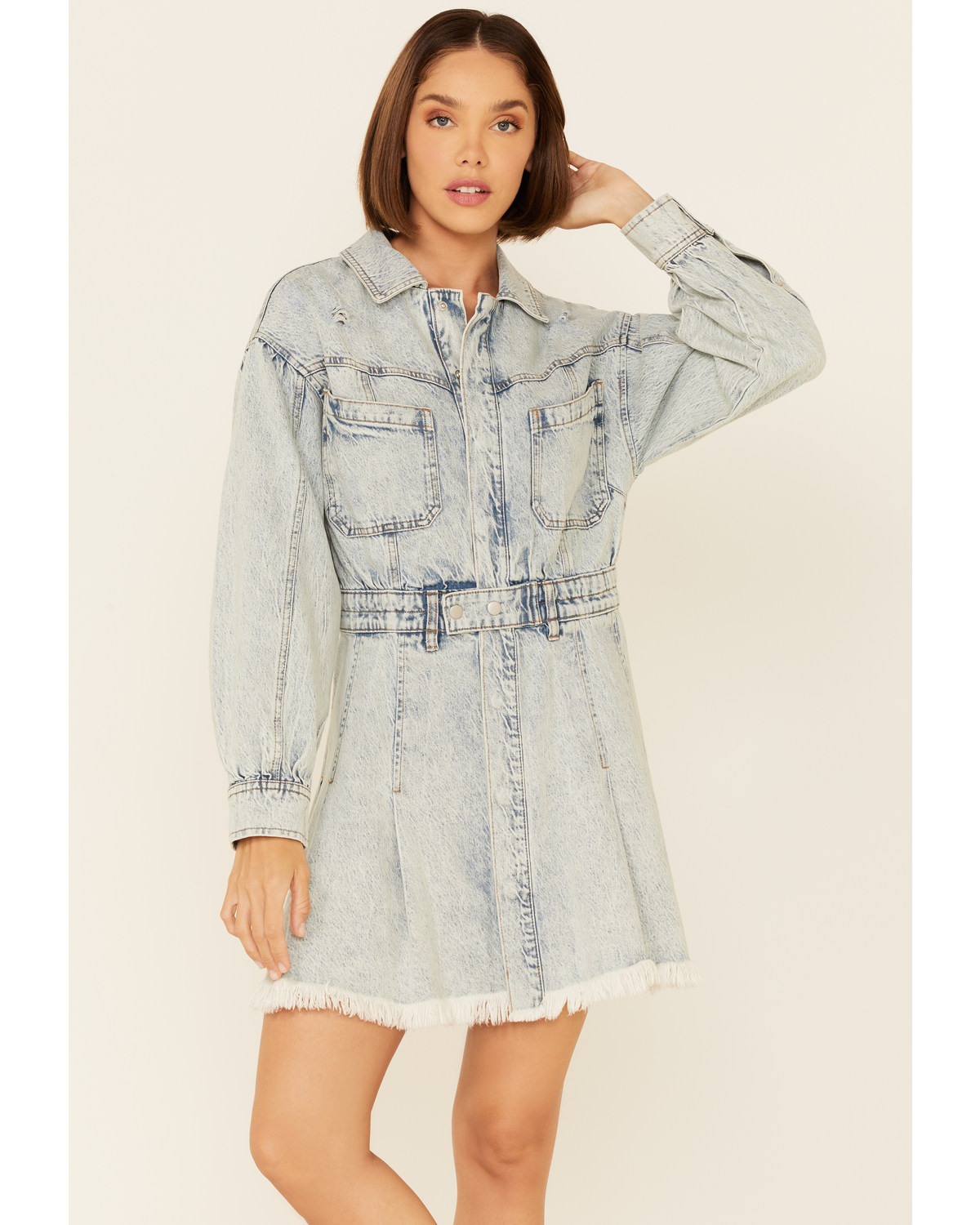 Free People Women's Chain of Command Denim Mini Dress