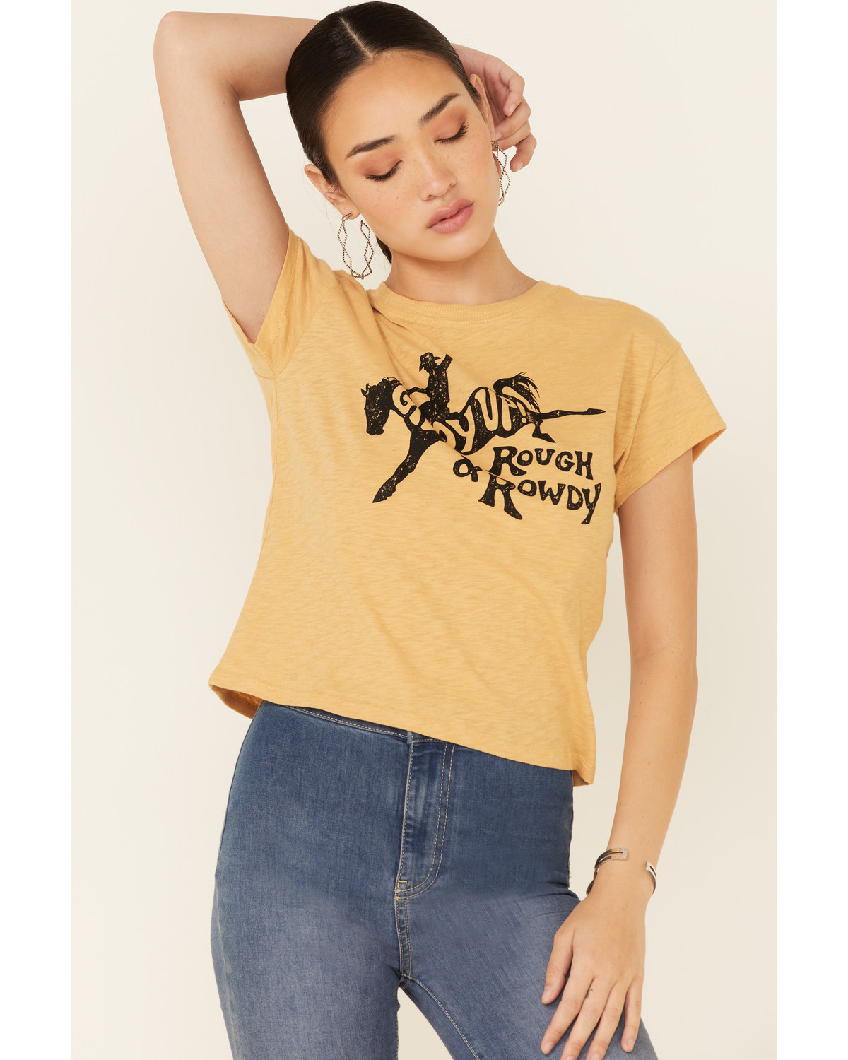 White Crow Women's Giddy Up Rough & Rowdy Graphic Short Sleeve Crop Tee