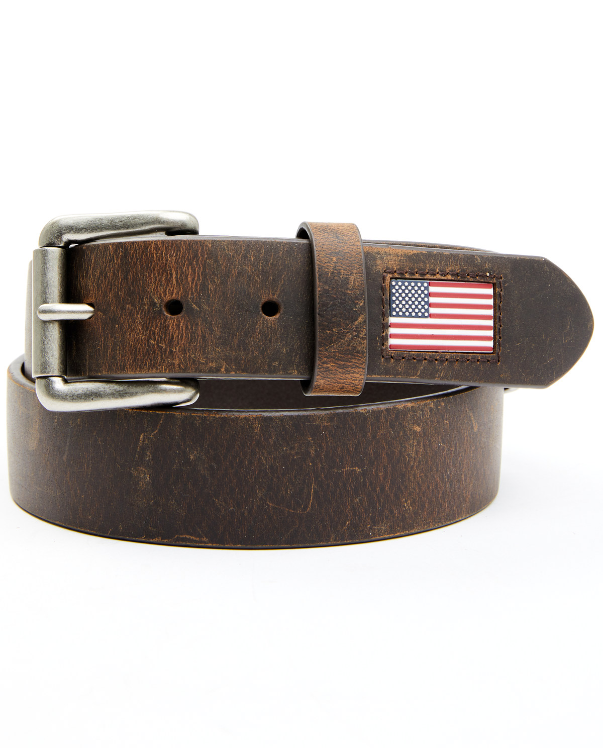 Hawx Men's Brown Leather Flag Tip Belt
