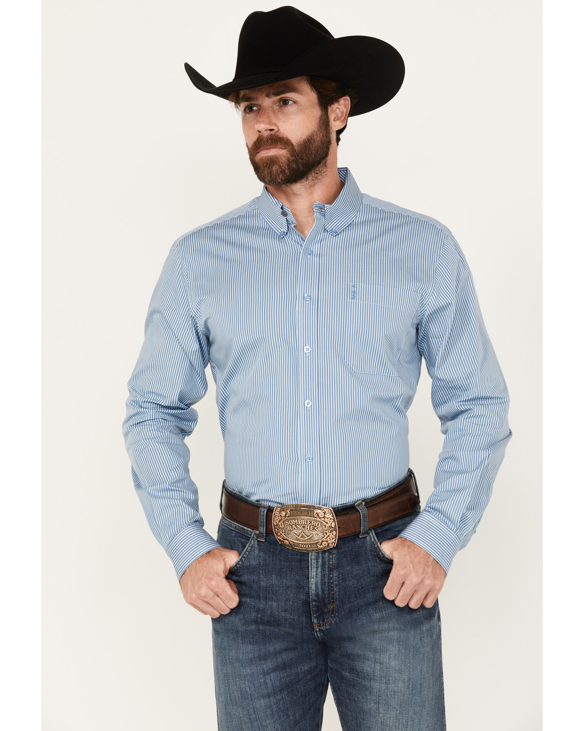Cinch Men's Striped Long Sleeve Button-Down Western Shirt