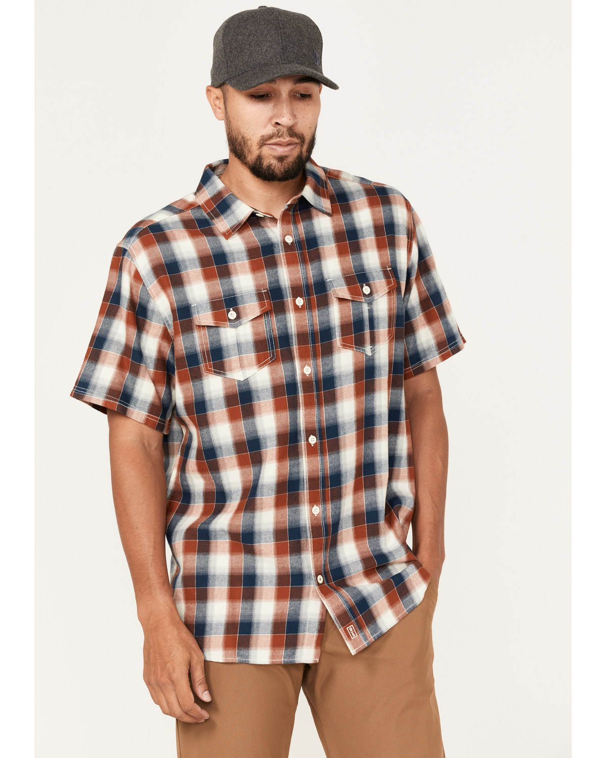 Brothers and Sons Men's Casual Plaid Short Sleeve Button-Down Western Shirt