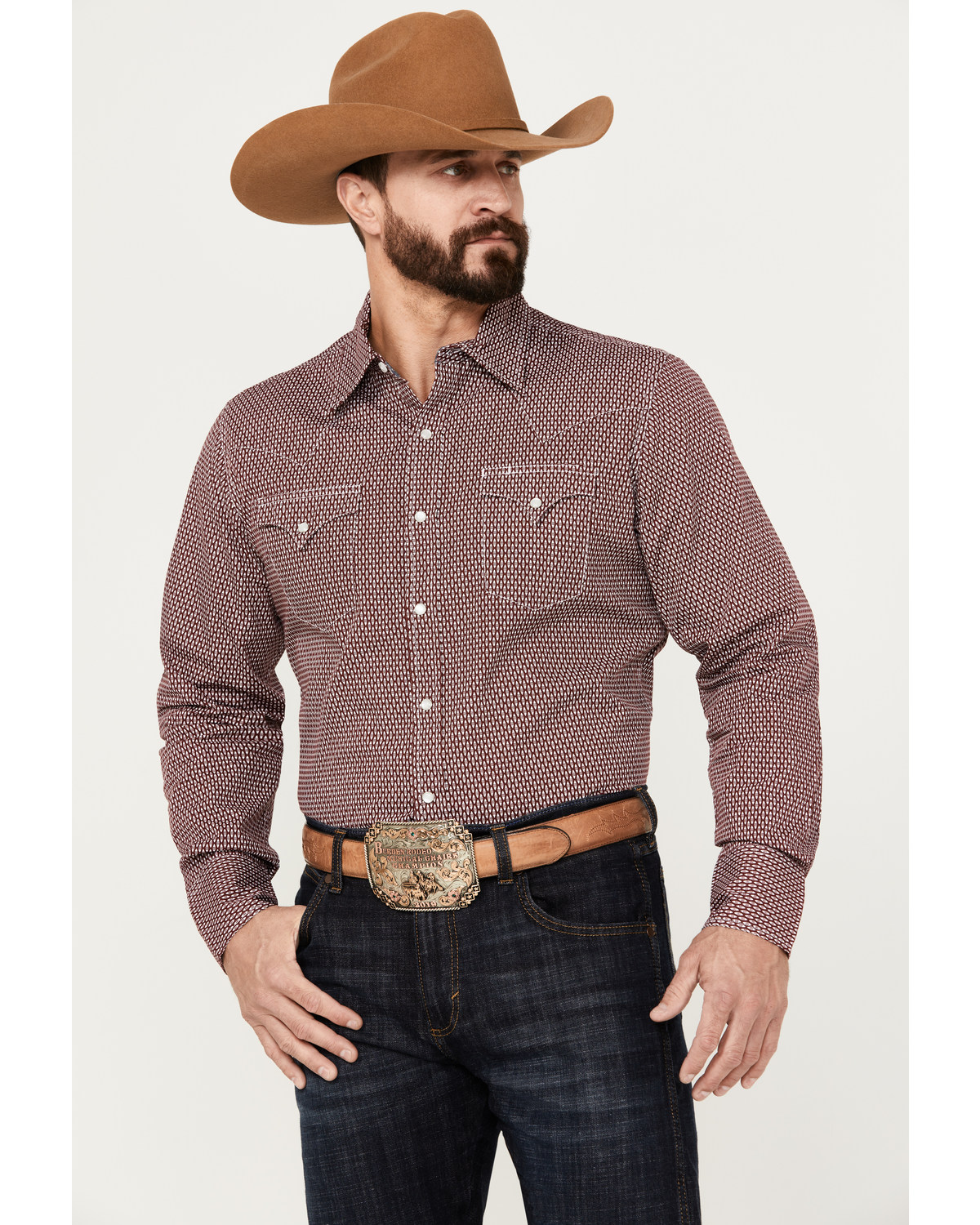 Stetson Men's Diamond Geo Print Long Sleeve Pearl Snap Western Shirt