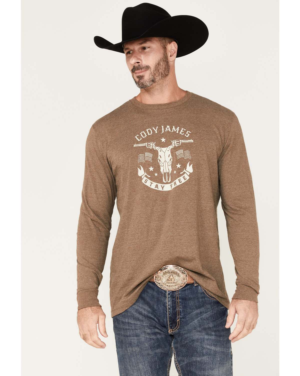 Cody James Men's Stay Free Logo Graphic Long Sleeve T-Shirt