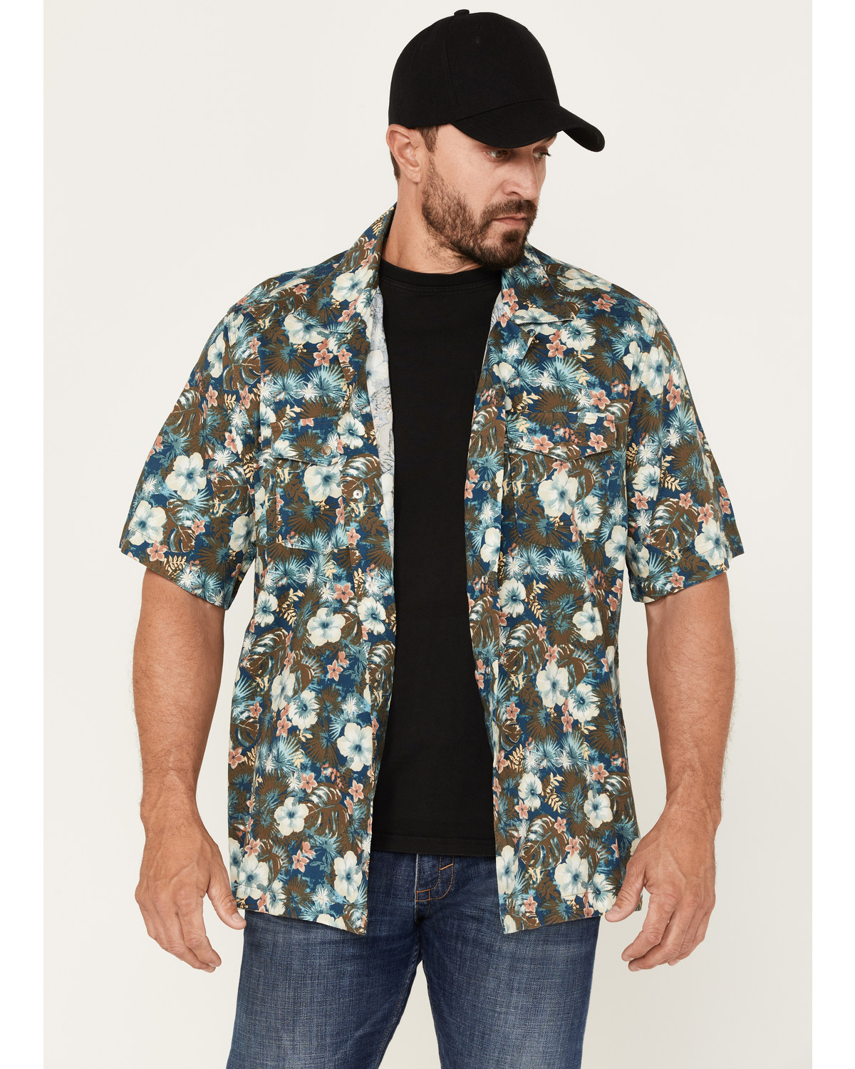 Wrangler Men's Coconut Cowboy Floral Short Sleeve Snap Shirt