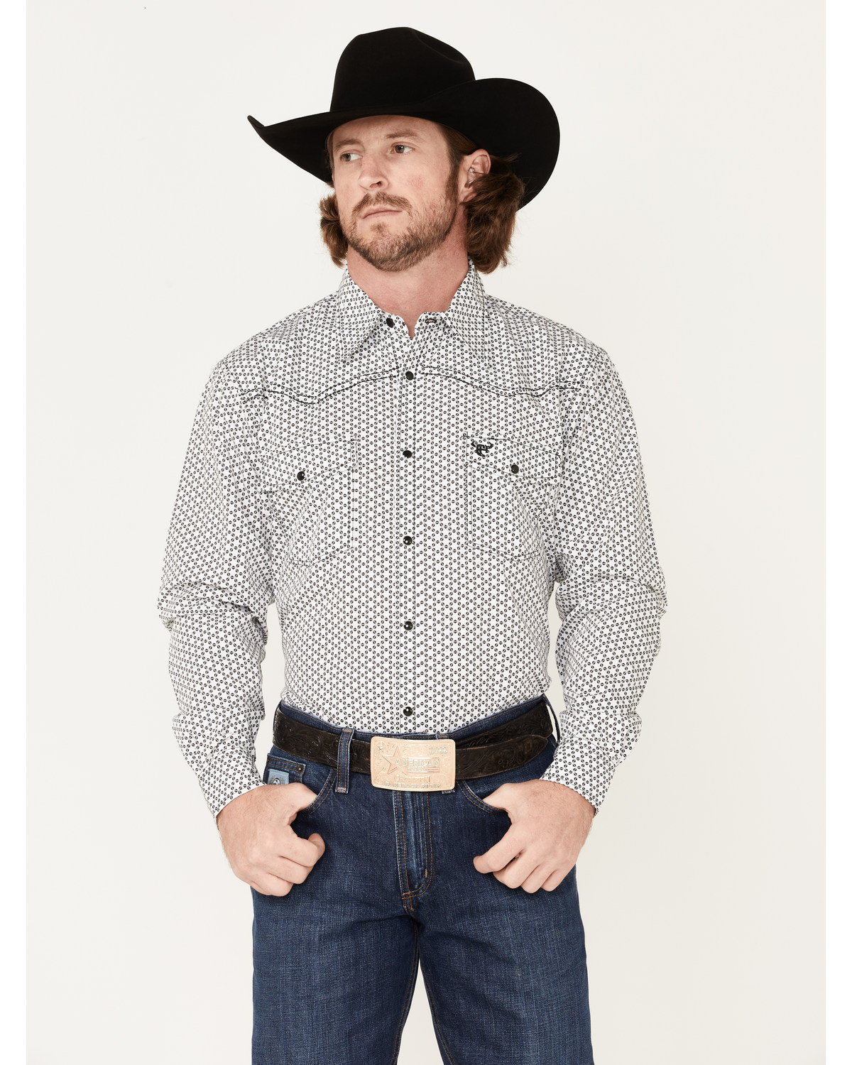 Cowboy Hardware Men's Six Star Geo Print Snap Western Shirt